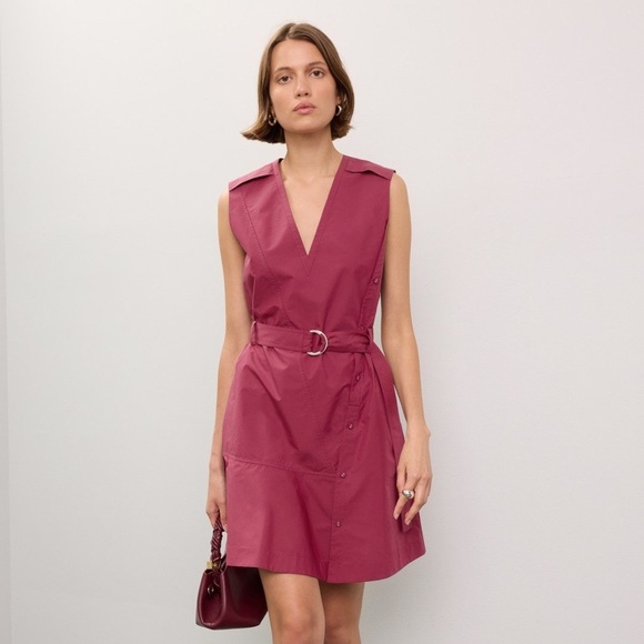 3.1 Phillip Lim x RTR Sleeveless V-Neck Belted short Dress burgundy 4 carrier - Picture 1 of 11